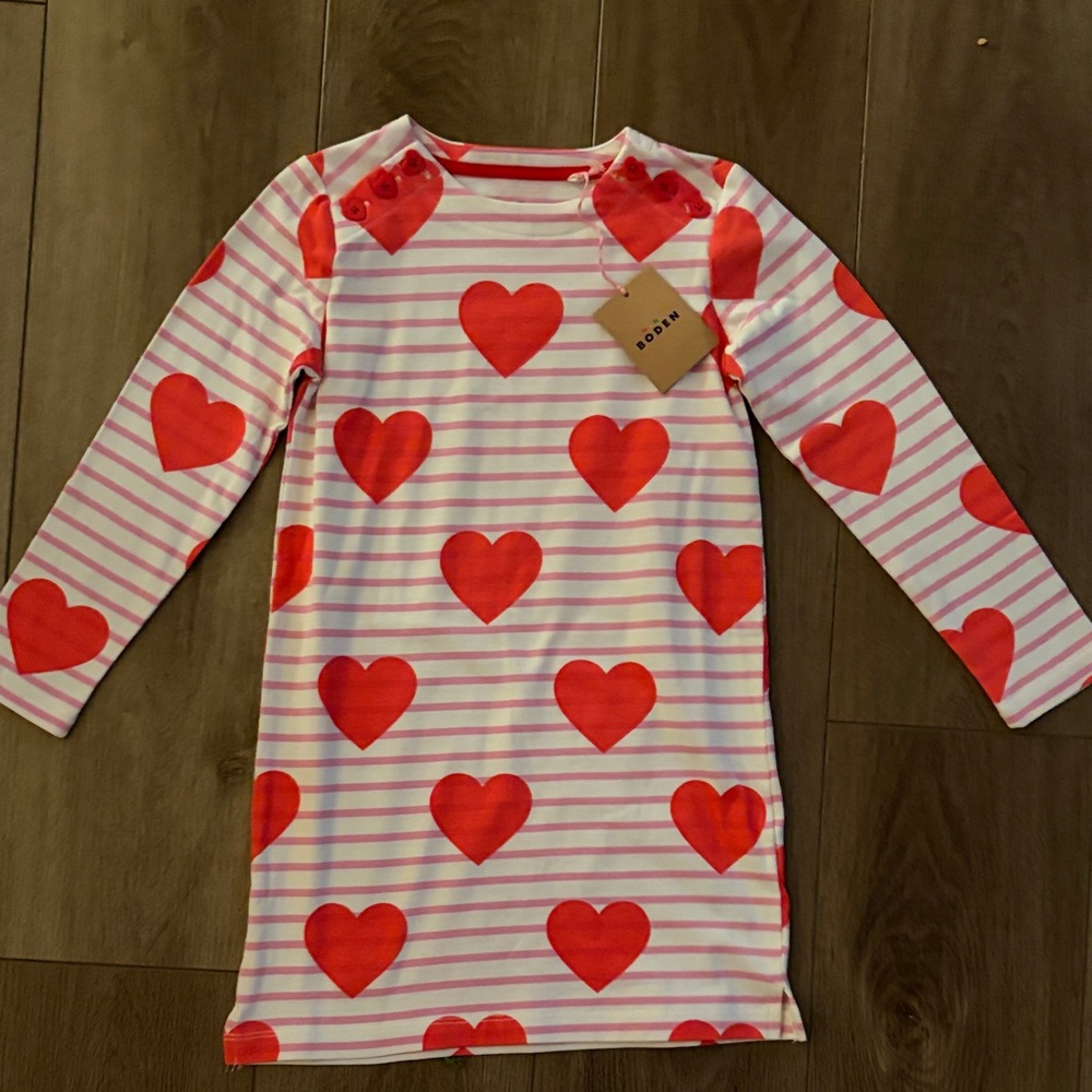Mini Boden Pink and Red Striped Dress